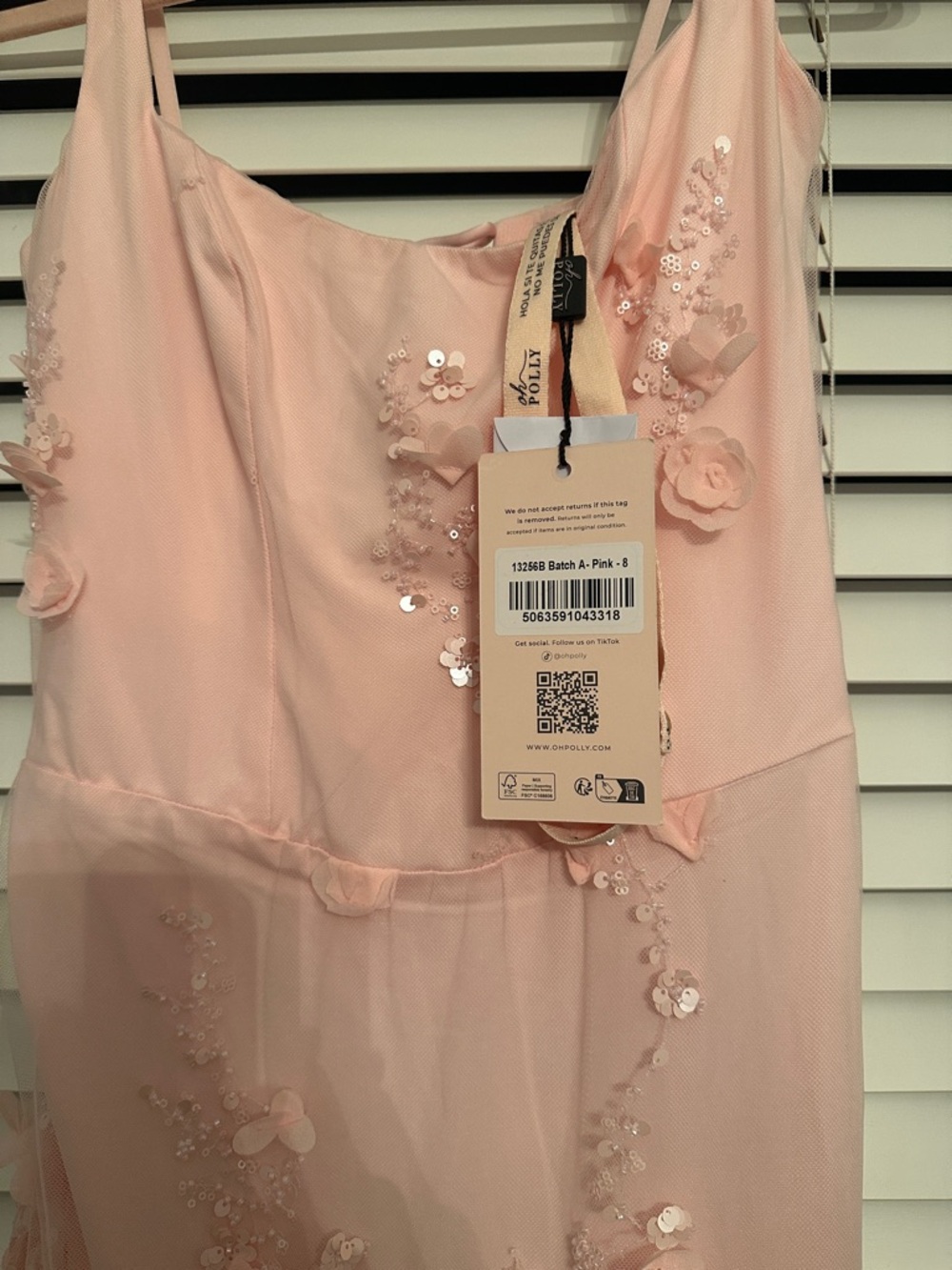 Oh Polly Blush Pink Floral Appliqué Maxi Dress - Picture 2 of 6